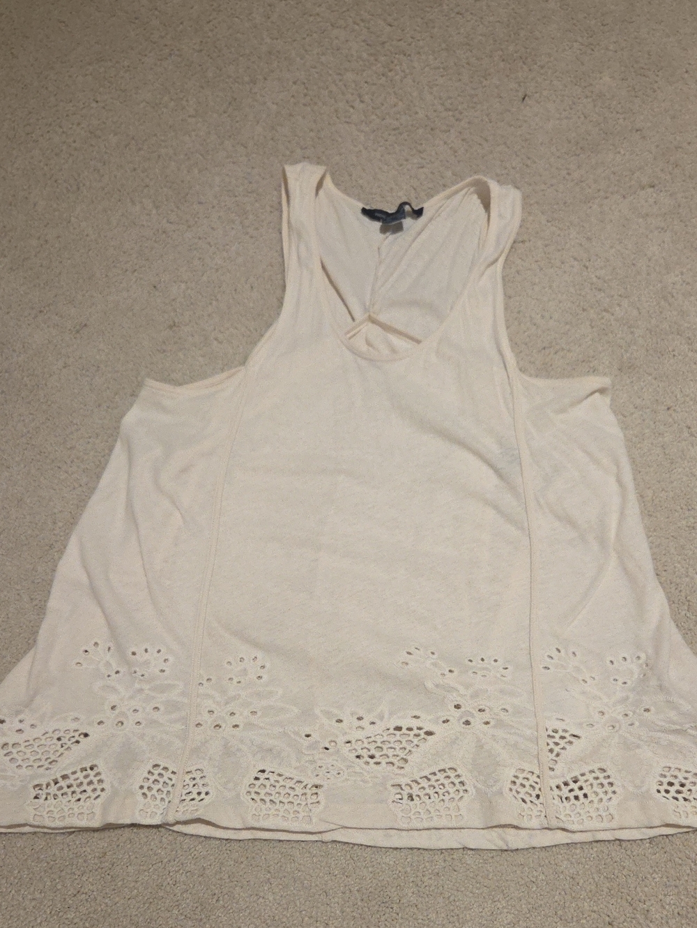 Cotton Linen Low Armhole Embroidered Tank